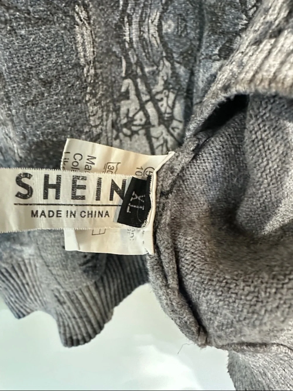 Men's Blue Gray Asian Village Themed Crewneck Sweater